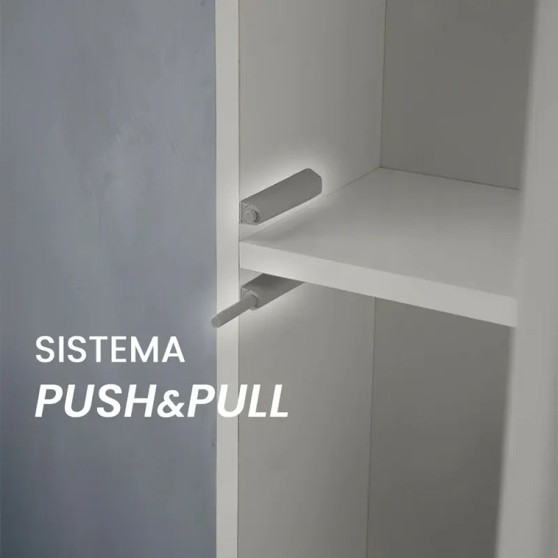 Colonna bagno sospesa H160 cm in legno bianco lucido con ripiani Leda