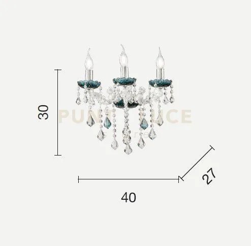 Applique damasco 3 luci fume' e cromo attacco e14