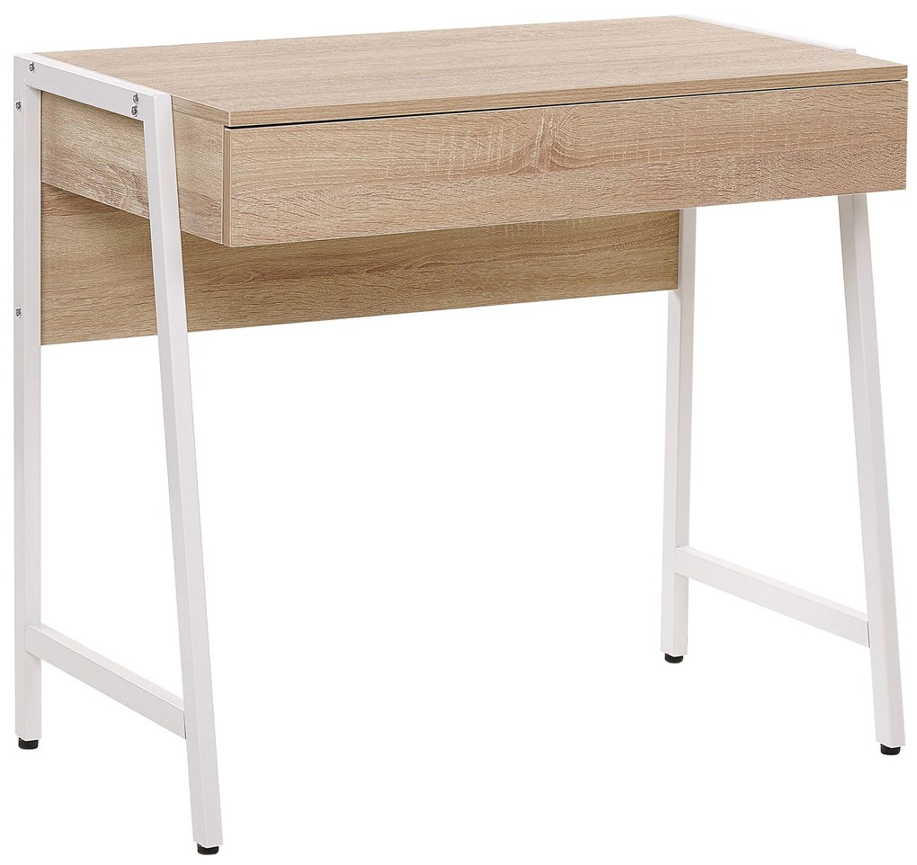 Set di mobili da ufficio legno chiaro e bianco FOSTER/CARTER Beliani