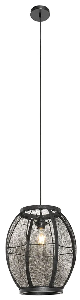 Lampada a sospensione orientale in tessuto nero 35 cm - Rob
