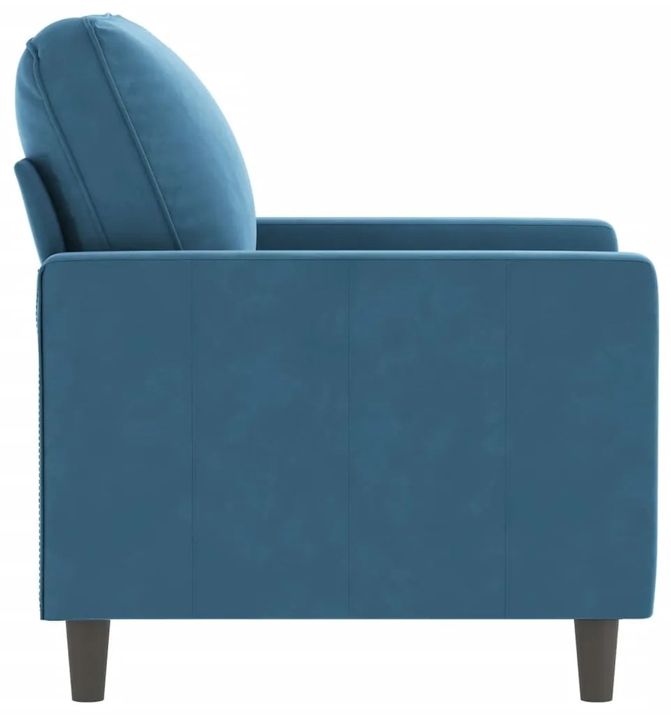 Poltrona blu 60 cm velluto