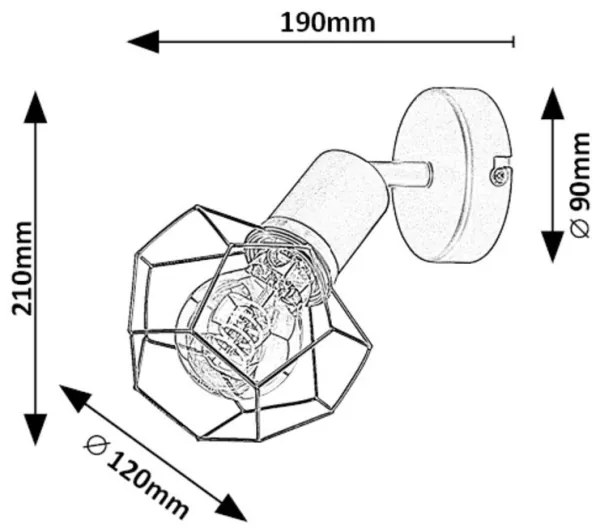 Rabalux 71065 - Applique FRAN 1xE27/40W/230V diametro 12 cm nero