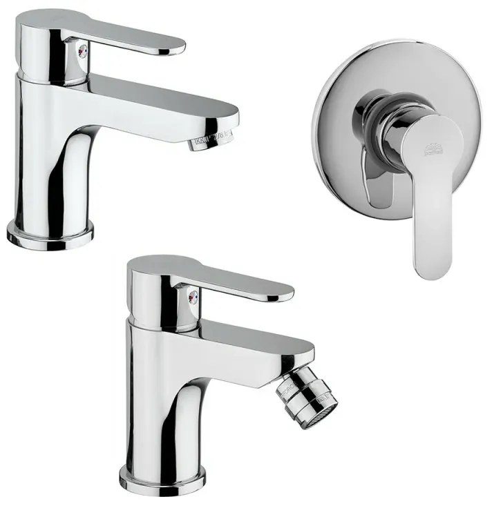 Set rubinetti lavabo bidet e doccia Paffoni Blu in ottone cromato