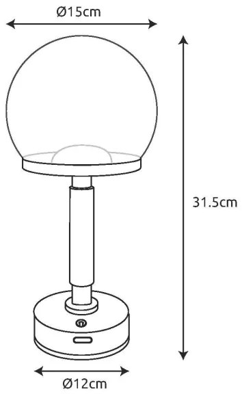 Globo 21034S - LED Lampada da tavolo ricaricabile HAKU LED/2,5W/5V 2700/4000/6500K nero