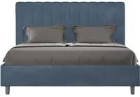 Letto imbottito Matrimoniale 160x210 cm Agueda - Senza rete,Microfibra,Blu