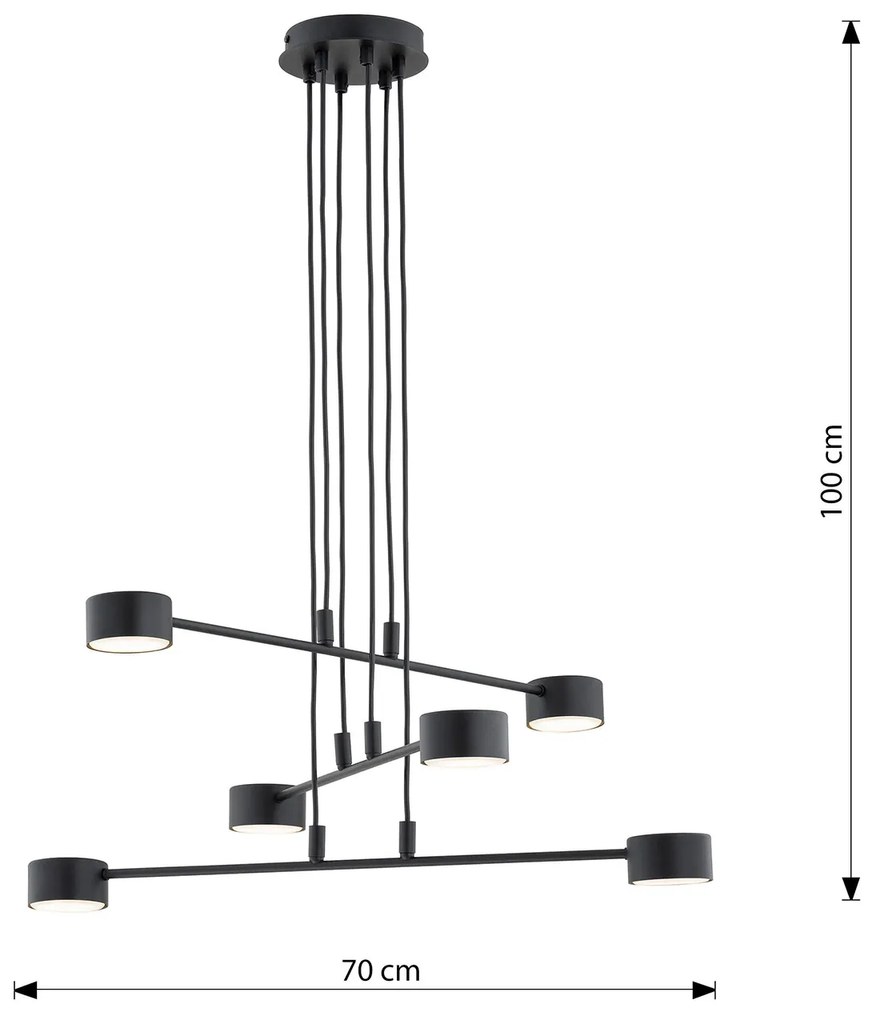 Sospensione Moderna Tefnut 6 Luci In Acciaio Nero