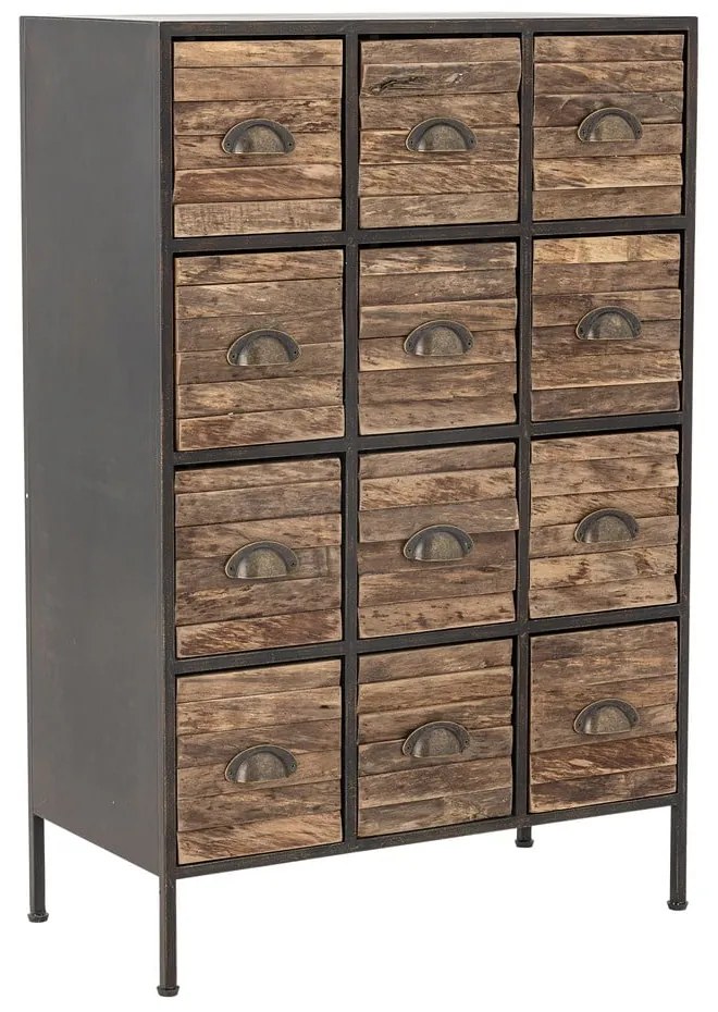 Cassettiera in metallo nero-marrone 60,5x92x33,5 cm Matteo - Bloomingville