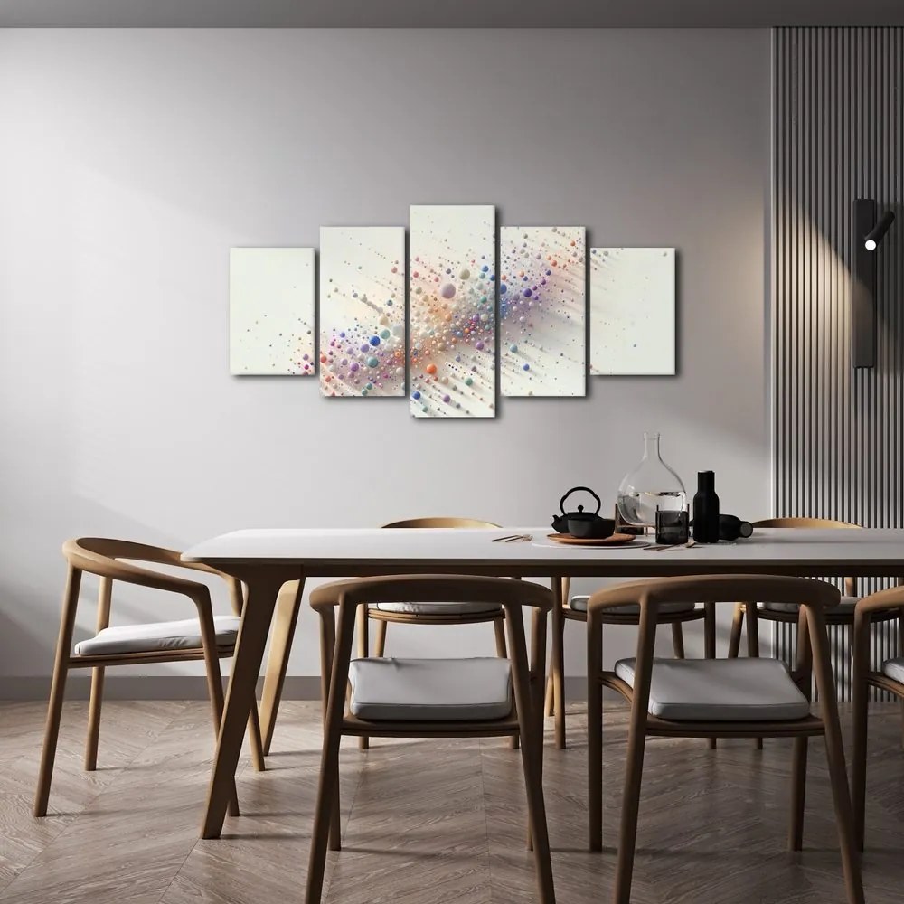 Quadri 5 pezzi – Bolle colorate nel vortice di luce e ombra
