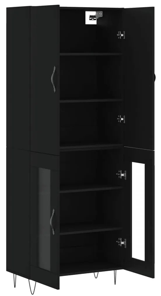 Credenza nera 69,5x34x180 cm in legno multistrato