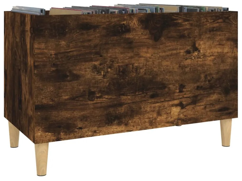 Mobile porta dischi rovere fumo 74,5x38x48 cm legno multistrato