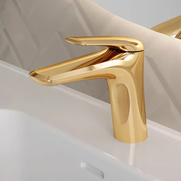 Rubinetto Miscelatore Lavabo Bagno Ottone Oro