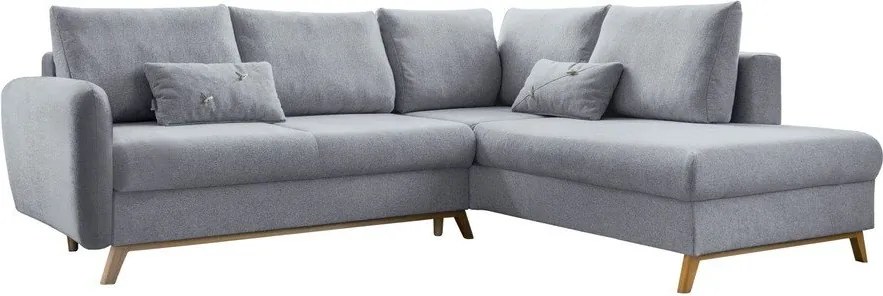 Divano letto angolare grigio chiaro L, angolo destro Scandic Lagom - Miuform