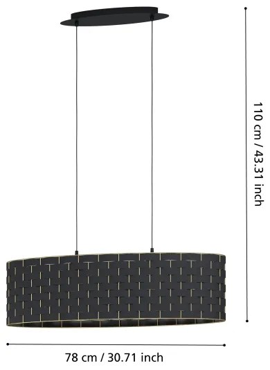 Eglo 99613 - Lampadario su corda MARASALES 2xE27/40W/230V