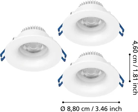 Eglo 902272 - Set 3 faretti LED da incasso per bagno SALABATE LED/4,9W/230V Ø 8,8 cm IP65 bianco