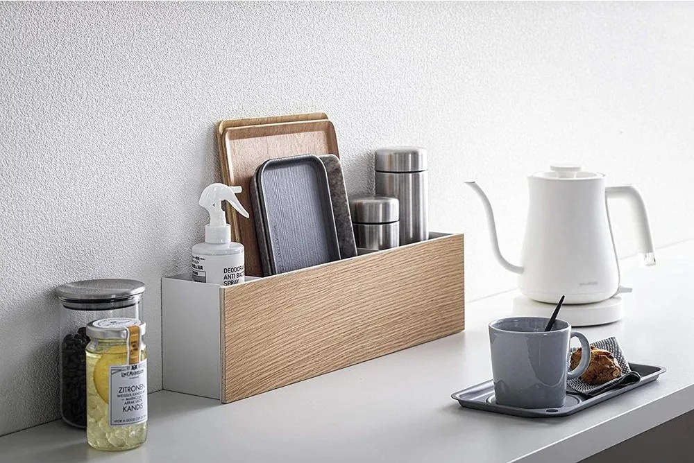 Organizer bianco/di colore naturale in metallo per cancelleria Rin – YAMAZAKI