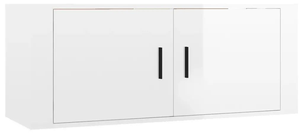 Mobili porta tv a parete 2 pz bianco lucido 100x34,5x40 cm