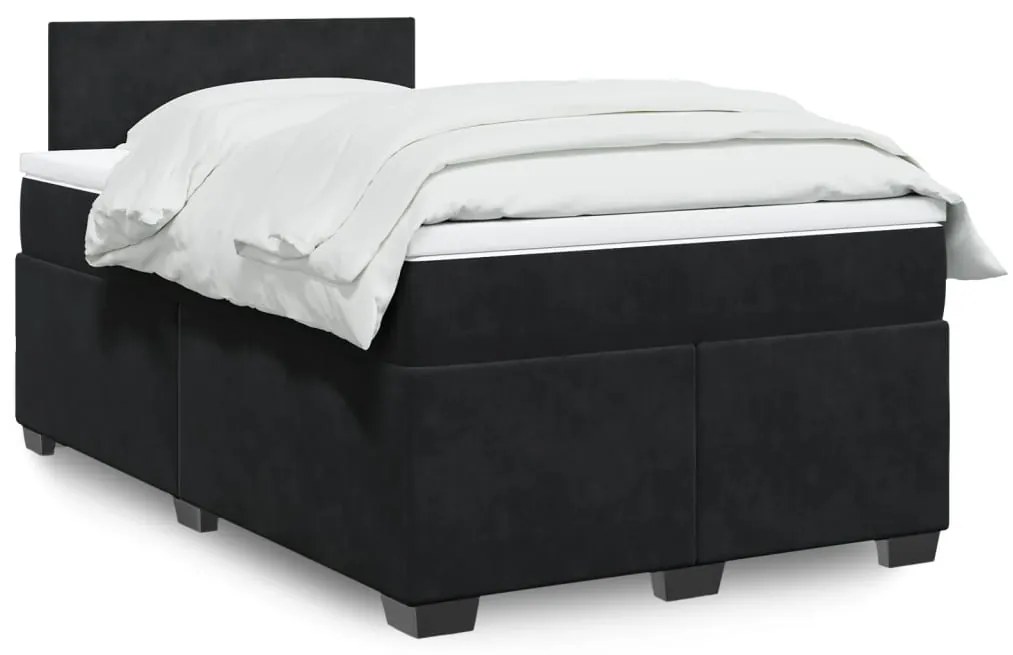 Giroletto A Molle Con Materasso Nero 120x200 Cm İn Velluto /