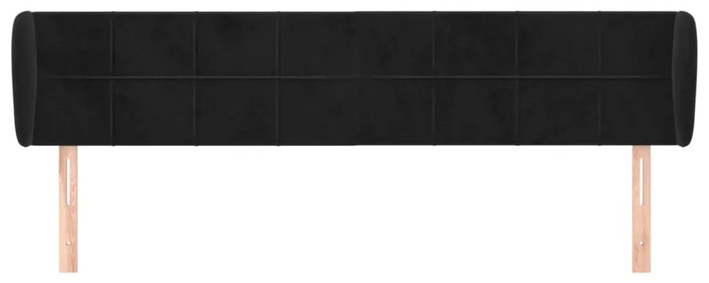 Testiera ad orecchio nera 183x23x78/88 cm in velluto