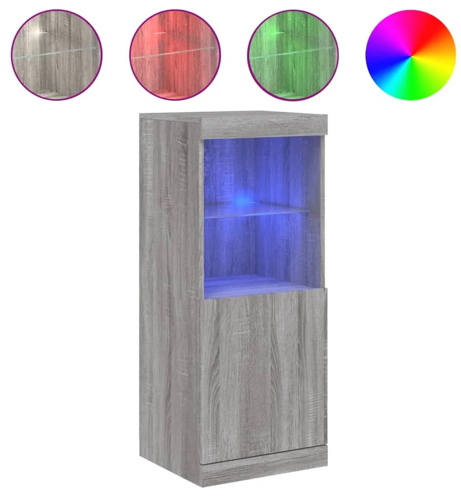 Credenza con Luci LED Grigio Sonoma 41x37x100 cm