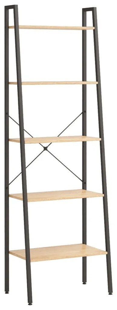 Scaffale autoportante 5 ripiani marrone chiaro nero 56x35x174cm