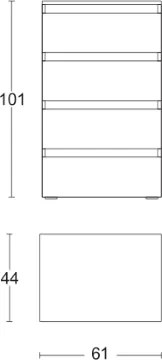 Cassettiera moderna in legno 4 cassetti 61x101h Quercia
