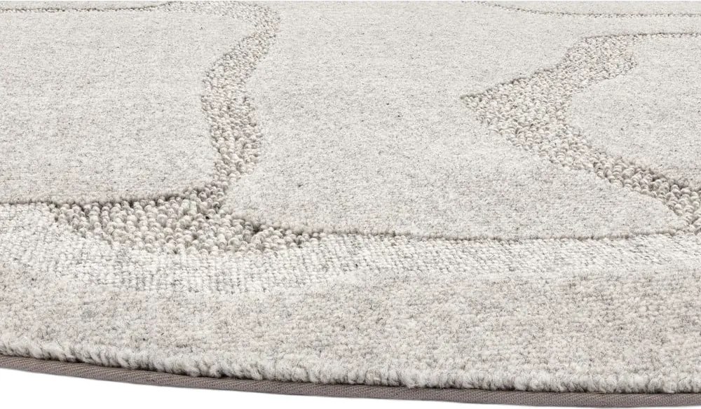 Tappeto rotondo in lana grigio chiaro ø 120 cm Morphic Organica - Agnella