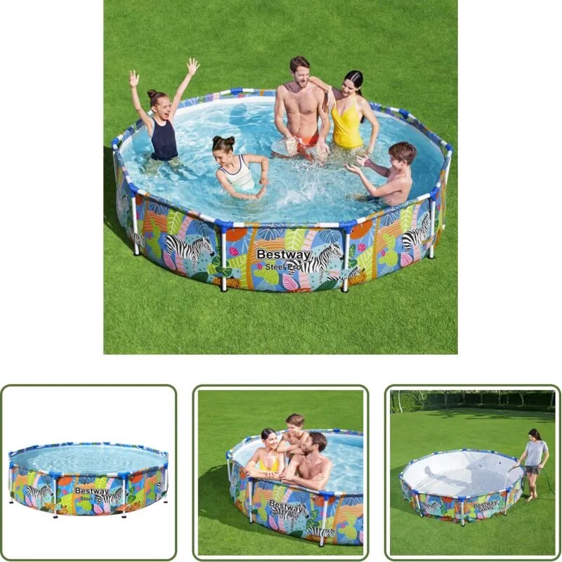vidaXL Piscina rotonda - Bestway Piscina con Telaio Steel Pro 305x66 cm