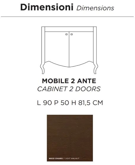 Mobile bagno classico MARTINA 90 cm - Noce - 2 ante - Lavabo