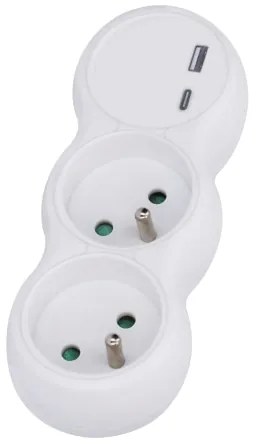 Solight P100USBC - Multipresa con un USB A+C charger 2x10A bianco