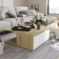 Tavolino da Caff Bianco e Rovere Sonoma 80x80x31 cm Truciolato cod mxl 7938