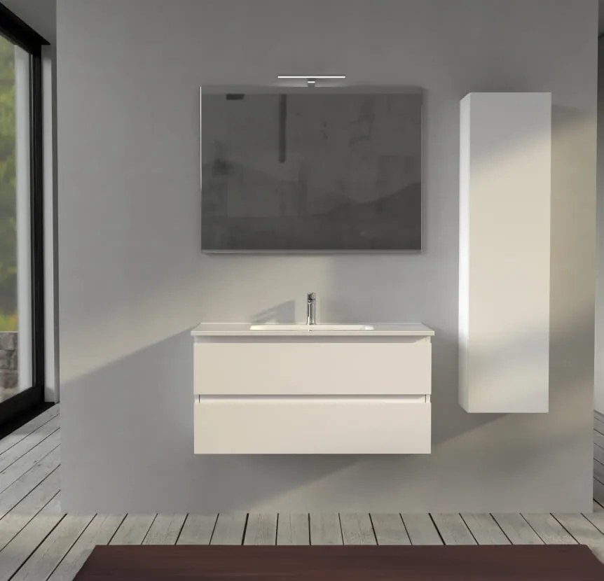 Mobile bagno 100 cm sospeso Bianco opaco - Sofia