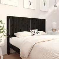 Testiera per Letto Nera 145,5x4x100cm in Legno Massello di Pino 818874