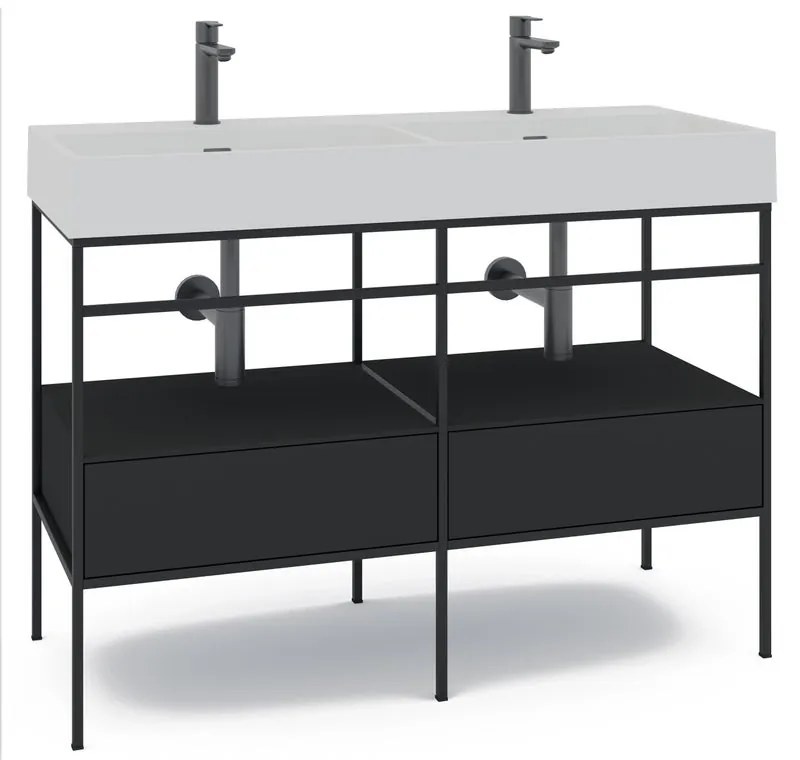Mobile sottolavabo e lavabo Outline per doppia vasca nero L 120 x H 89 x P 45.5 cm 2 cassetti