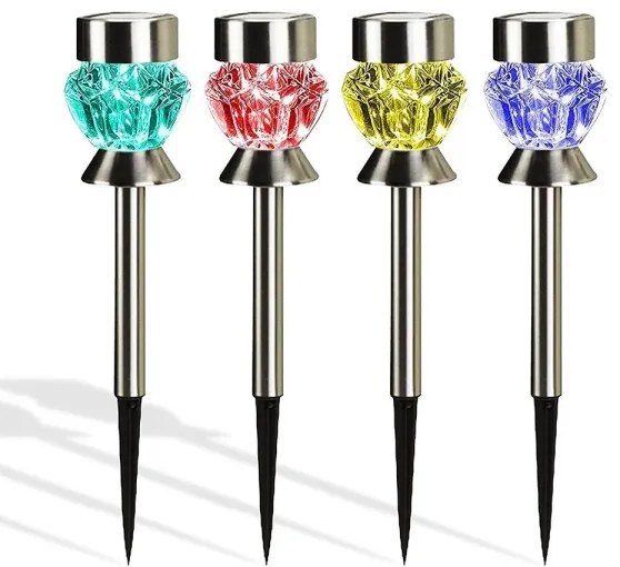 Lampada LED solare CRYSTAL 2xLED-RGB/0,02W/1xAAA cromo opaco