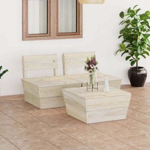 Set Divani da Giardino su Pallet 3 pz in Legno Abete Impregnato