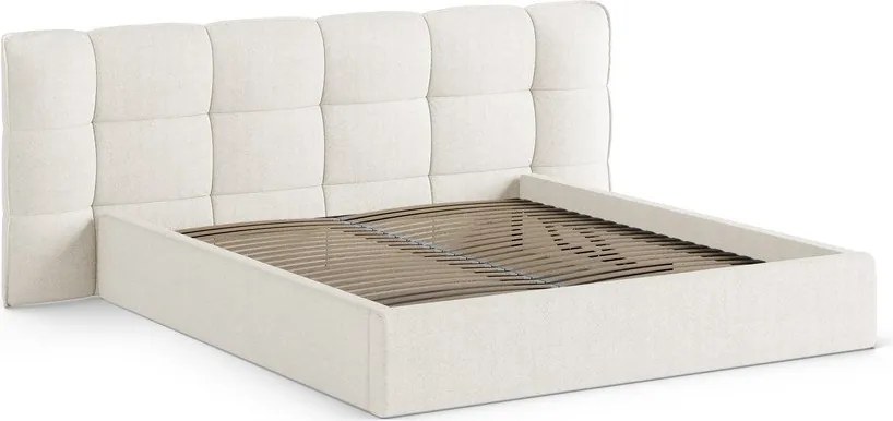 Letto matrimoniale imbottito avorio con contenitore con rete inclusa 160x200 cm Eric – Micadoni