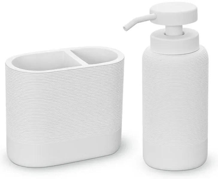 Set accessori bagno 2 pezzi in poliresina bianca Marica