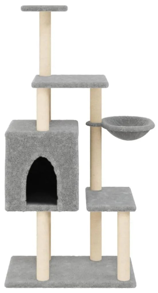 Albero per gatti con tiragraffi in sisal grigio chiaro 131 cm