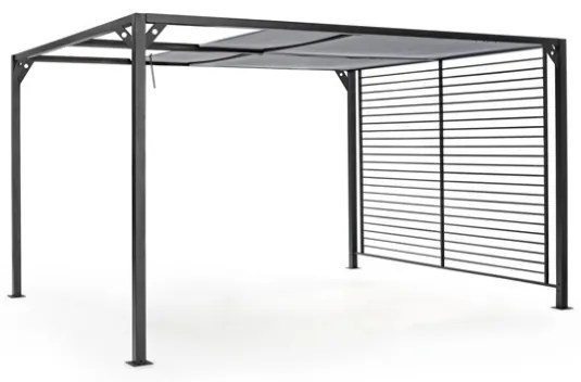 Pergola In Alluminio 3x3,6 m Gazebo Scuro Con Tettuccio Scorrevole Grigio Noah Bizzotto