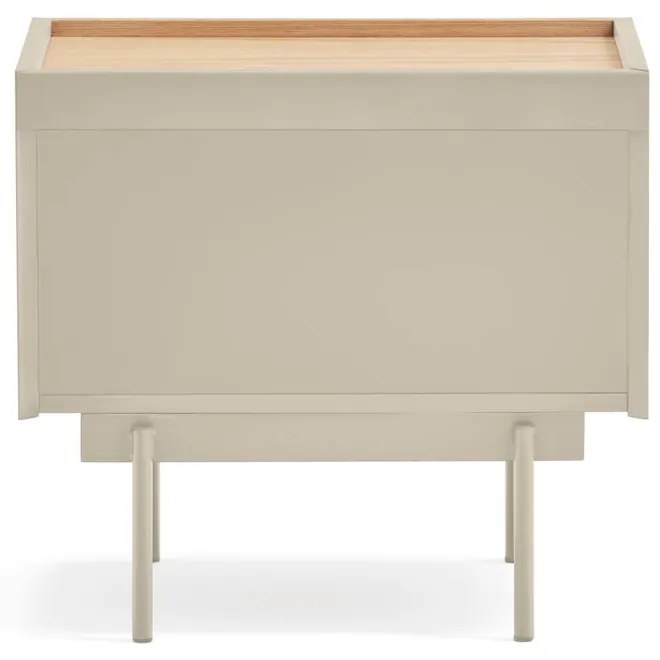 Comodino beige/tonalità naturale con decoro in rovere Otto - Teulat