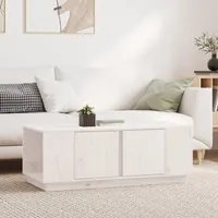 Tavolino da Salotto Bianco 110x50x40 cm Legno Massello di Pino cod mxl 27054