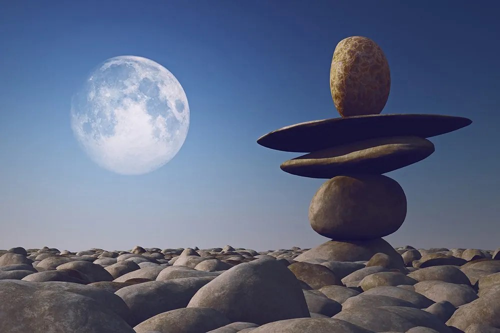 Carta da parati autoadesiva – Pietre in luce lunare