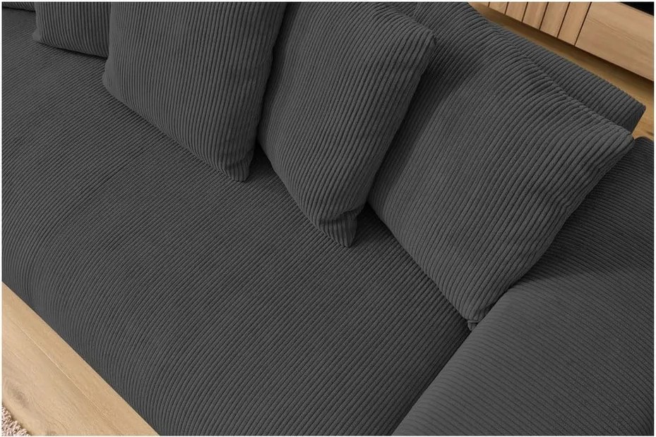 Divano grigio con rivestimento in velluto a coste 280 cm Voltaire – Bobochic Paris