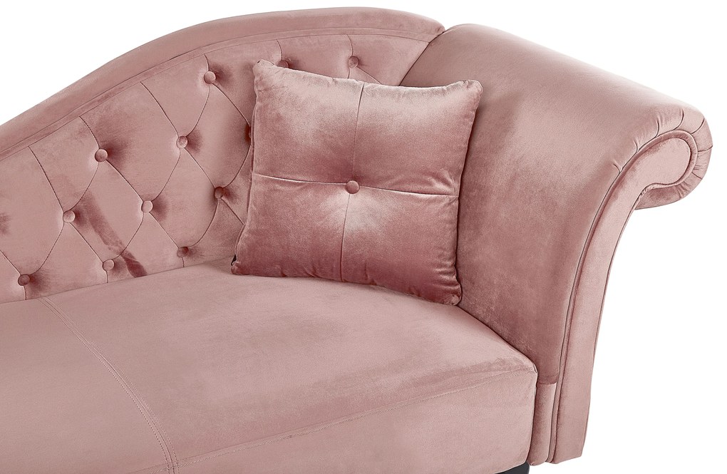 Chaise longue per lato destro in velluto rosa LATTES Beliani