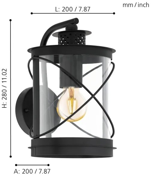Eglo 94843 - Lampada da esterno HILBURN 1xE27/60W/230V