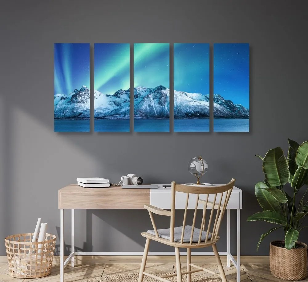 Quadri 5 pezzi – Aurora polare artica