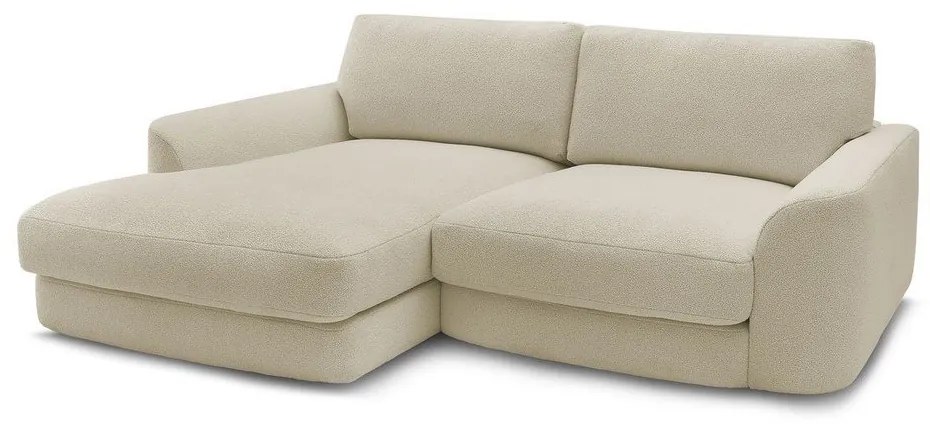 Divano angolare beige (con penisola a sinistra/con chaise lounge) con rivestimento in bouclé Leonore – Bobochic Paris