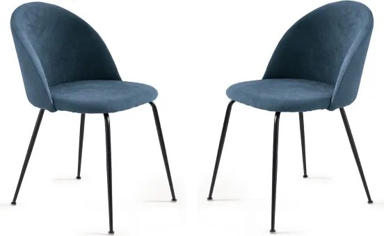 Sedia da pranzo in tessuto Blu e gambe metallo Nero - KAREN 2 sedie