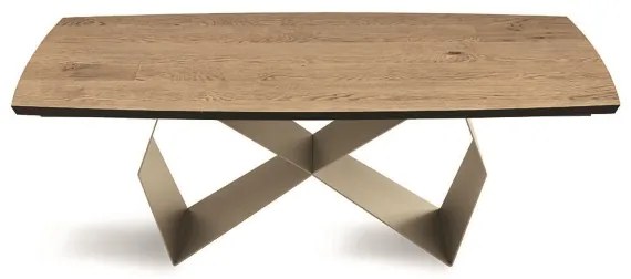 Tavolo allungabile 300 cm con base metallo Beige e piano Rovere Crudo WALL