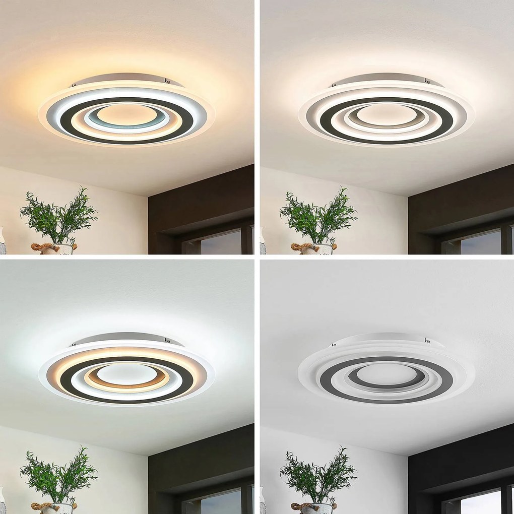 Plafoniera a LED Jazmina Lindby, dimmerabile, Nero, Soggiorno / Sala da pranzo, Metallo, Moderno, Plafoniera LED